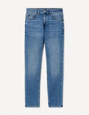 Modré pánske straight fit džínsy Celio C15 Stlmaille