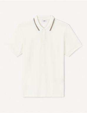Krémové pánske polo tričko Celio Jevrait