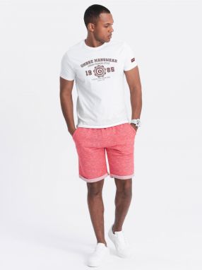 Červené pánske melírované kraťasy Ombre Clothing