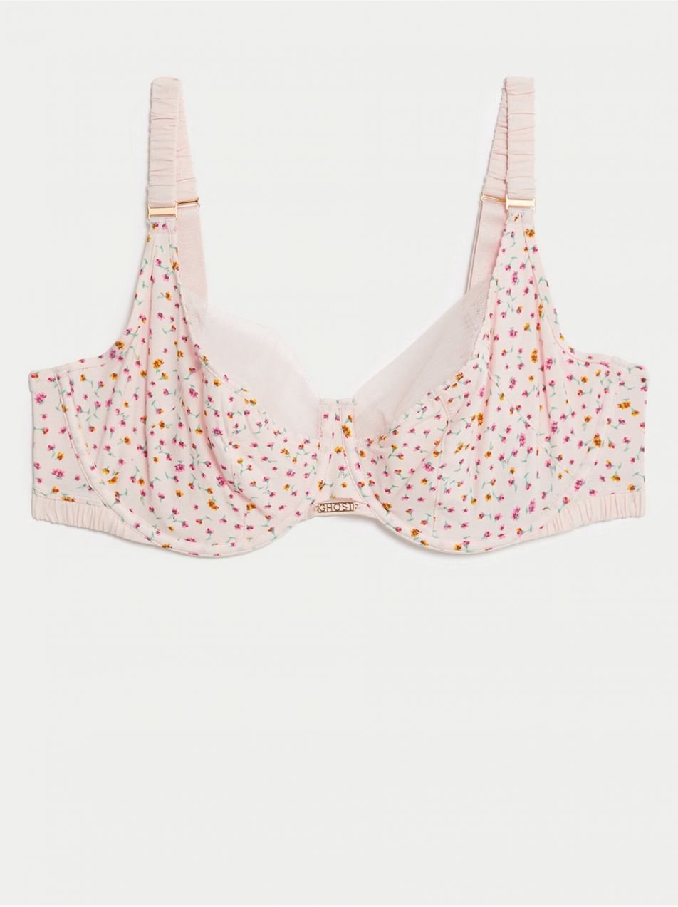 Svetloružová dámska kvetovaná podprsenka Marks & Spencer Rose