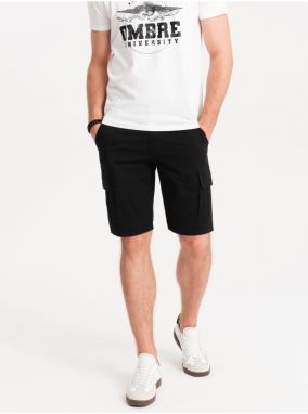 Černé pánske cargo kraťasy Ombre Clothing