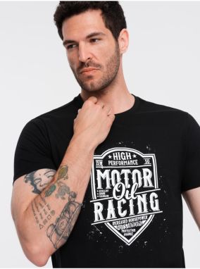 Čierne pánske tričko s potlačou Ombre Clothing