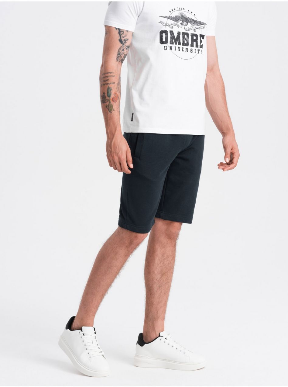 Černé pánske basic teplákové kraťasy Ombre Clothing
