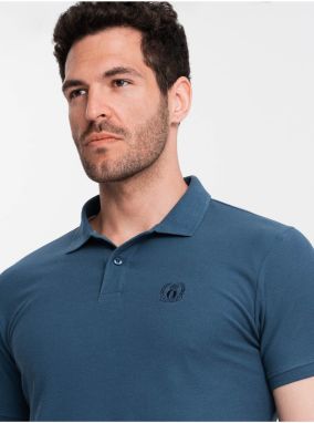 Modré pánske basic polo tričko Ombre Clothing