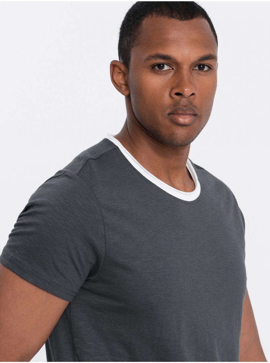 Šedé pánske tričko Ombre Clothing
