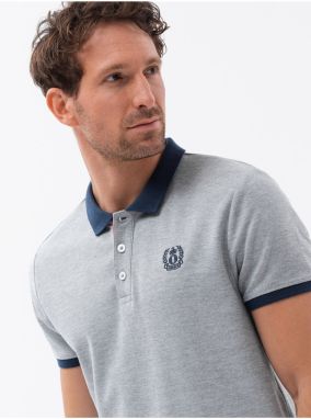 Šedé pánske polo tričko Ombre Clothing