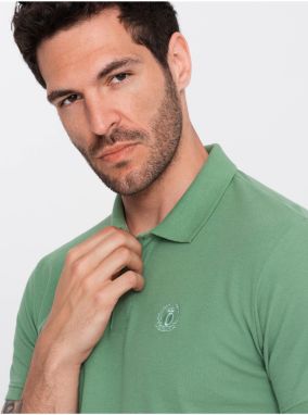 Zelené pánske basic polo tričko Ombre Clothing