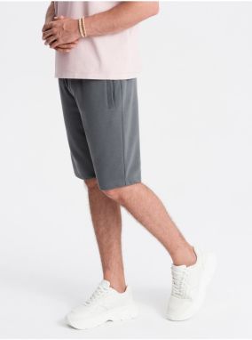 Šedé pánske basic teplákové kraťasy Ombre Clothing