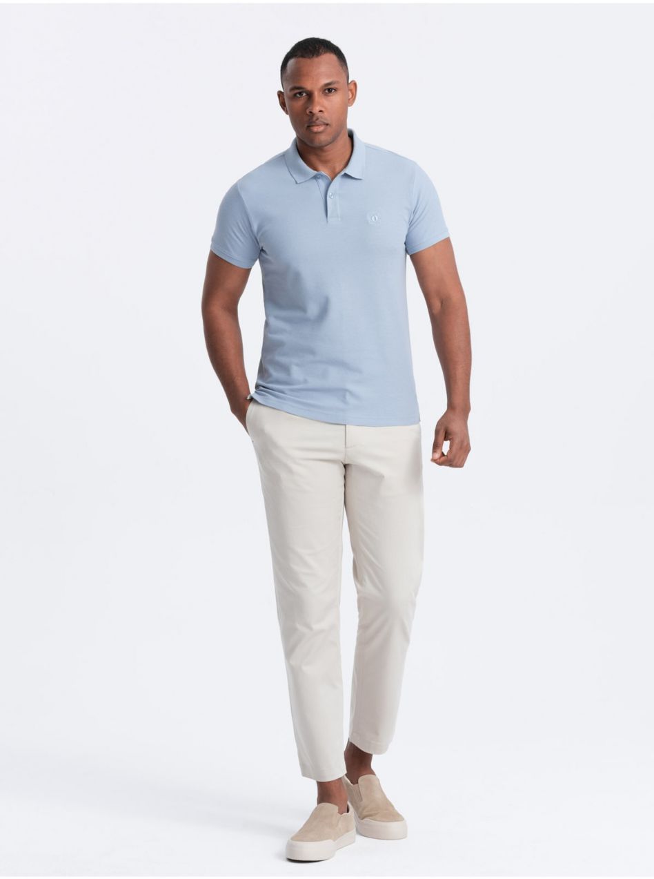 Svetlomodré pánske basic polo tričko Ombre Clothing
