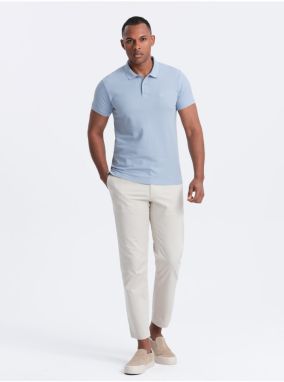 Svetlomodré pánske basic polo tričko Ombre Clothing