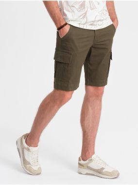Zelené pánske cargo kraťasy Ombre Clothing