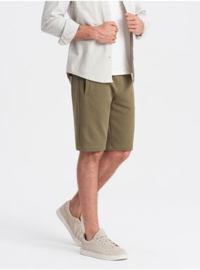 Zelené pánske basic teplákové kraťasy Ombre Clothing