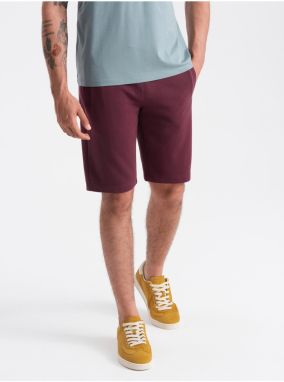 Vínové pánske basic teplákové kraťasy Ombre Clothing