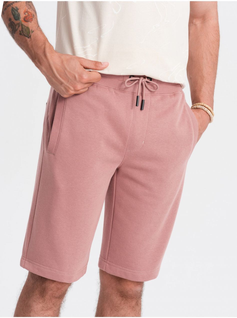 Ružové pánske basic teplákové kraťasy Ombre Clothing