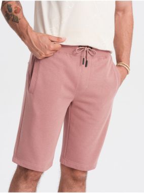 Ružové pánske basic teplákové kraťasy Ombre Clothing