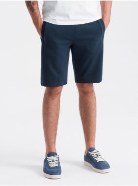 Tmavomodré pánske basic teplákové kraťasy Ombre Clothing