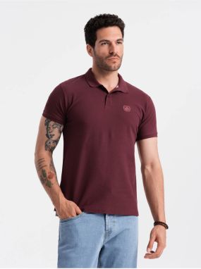 Vínové pánske basic polo tričko Ombre Clothing