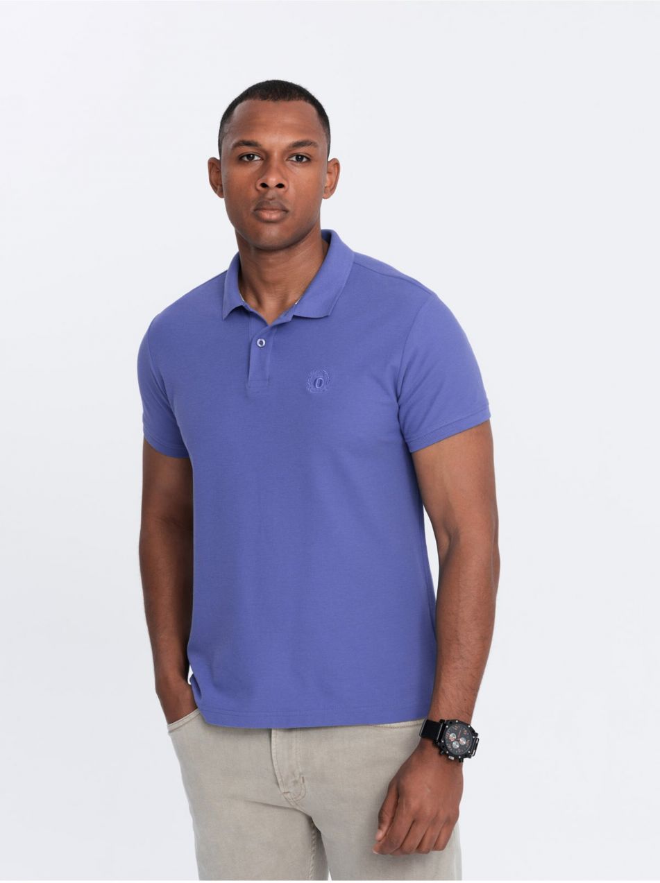 Fialové pánske basic polo tričko Ombre Clothing