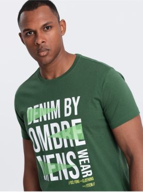 Zelené pánske bavlnené tričko Ombre Clothing