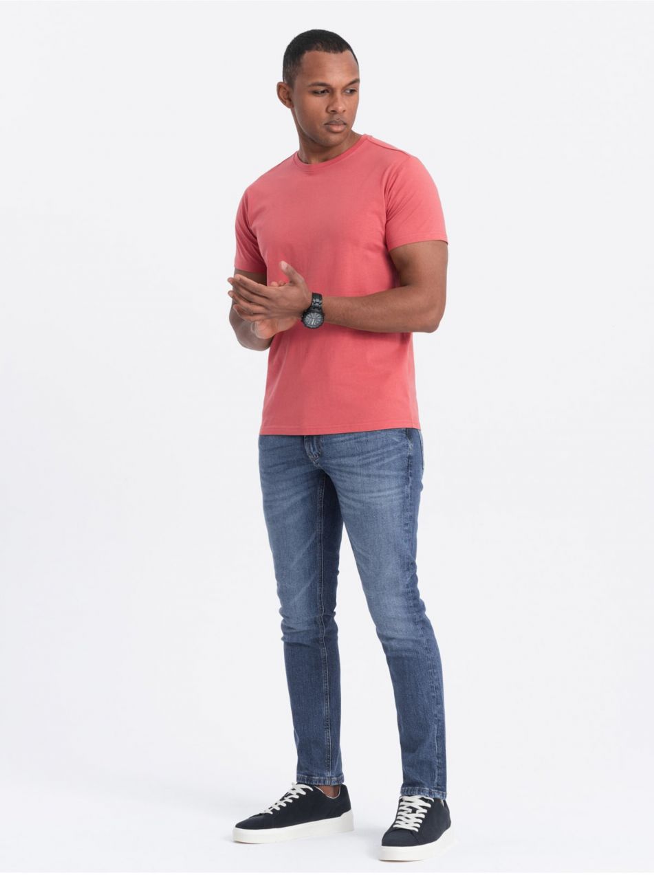 Koralové pánske basic tričko Ombre Clothing