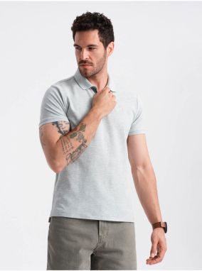 Svetlosivé pánske basic polo tričko Ombre Clothing