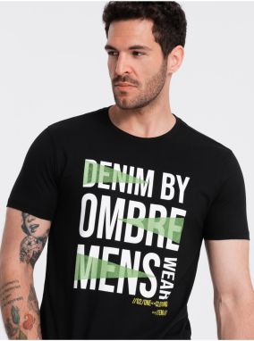 Čierne pánske bavlnené tričko Ombre Clothing