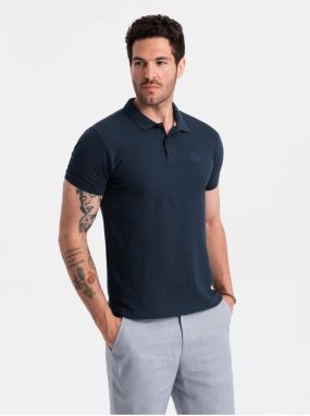 Tmavomodré pánske basic polo tričko Ombre Clothing