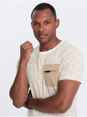 Svetlo hnedé pánske tričko s vreckom Ombre Clothing
