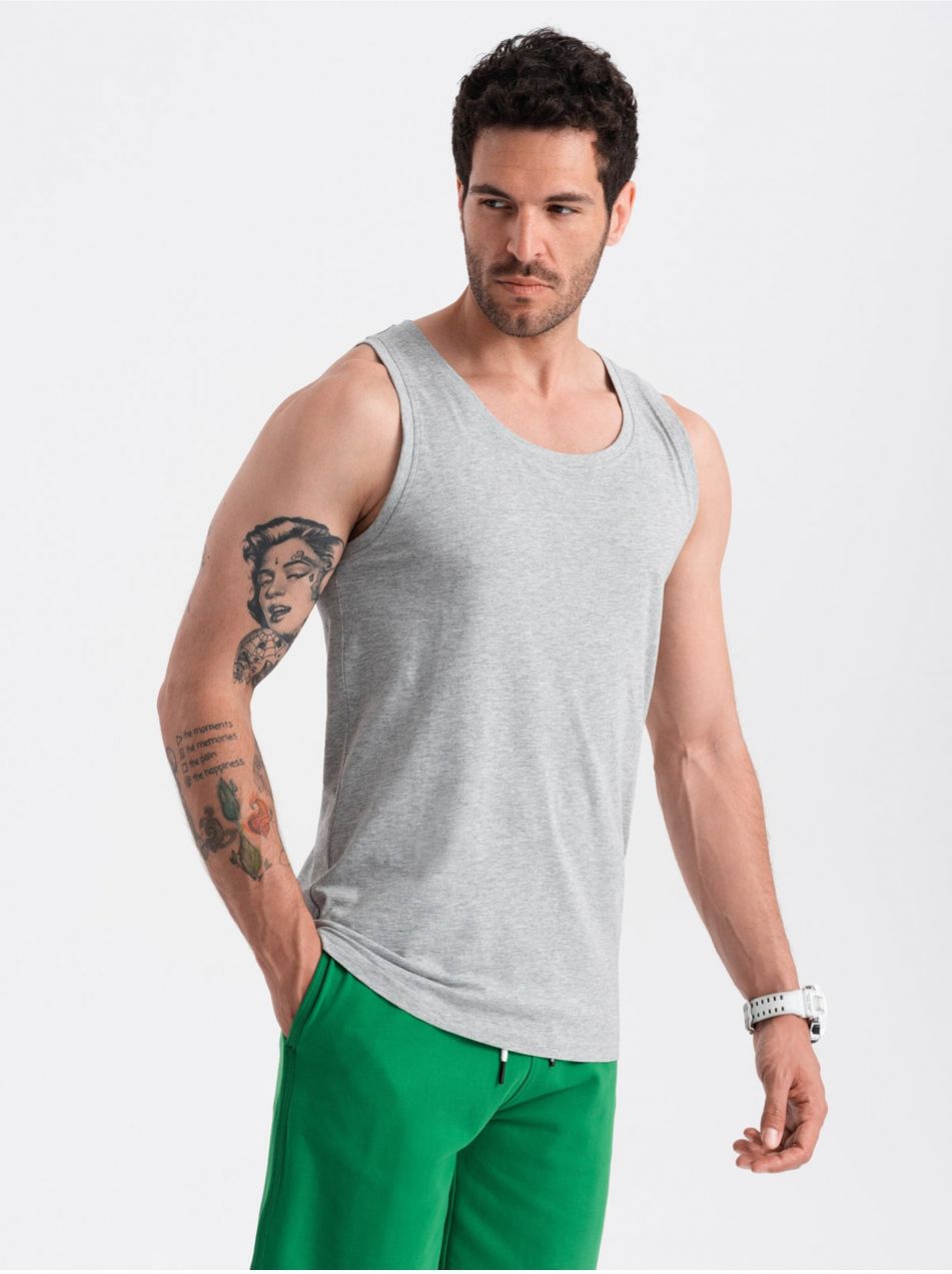 Šedé pánske bavlnené basic tielko Ombre Clothing