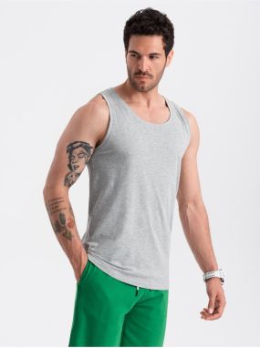Šedé pánske bavlnené basic tielko Ombre Clothing