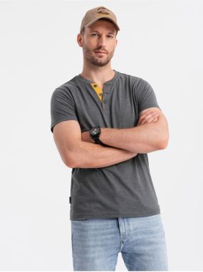 Šedé pánske tričko s okrúhlym výstrihom Ombre Clothing