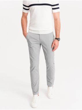 Svetlosivé pánske chino nohavice s ozdobným pásikom Ombre Clothing
