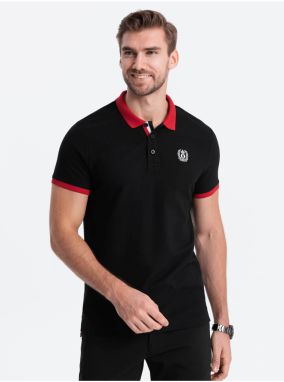 Čierne pánske polo tričko Ombre Clothing
