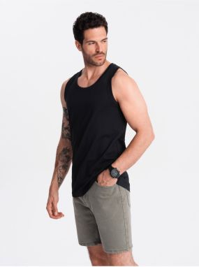 Čierne pánske bavlnené basic tielko Ombre Clothing