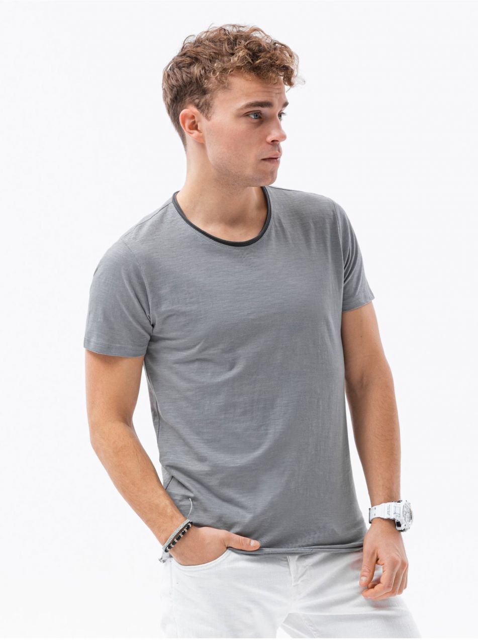 Šedé pánske tričko Ombre Clothing