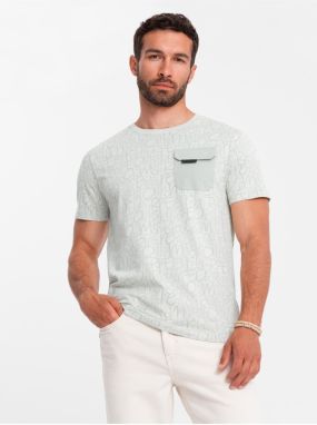 Svetlo zelené pánske tričko s vreckom Ombre Clothing