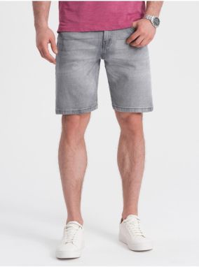 Šedé pánske džínsové kraťasy Ombre Clothing