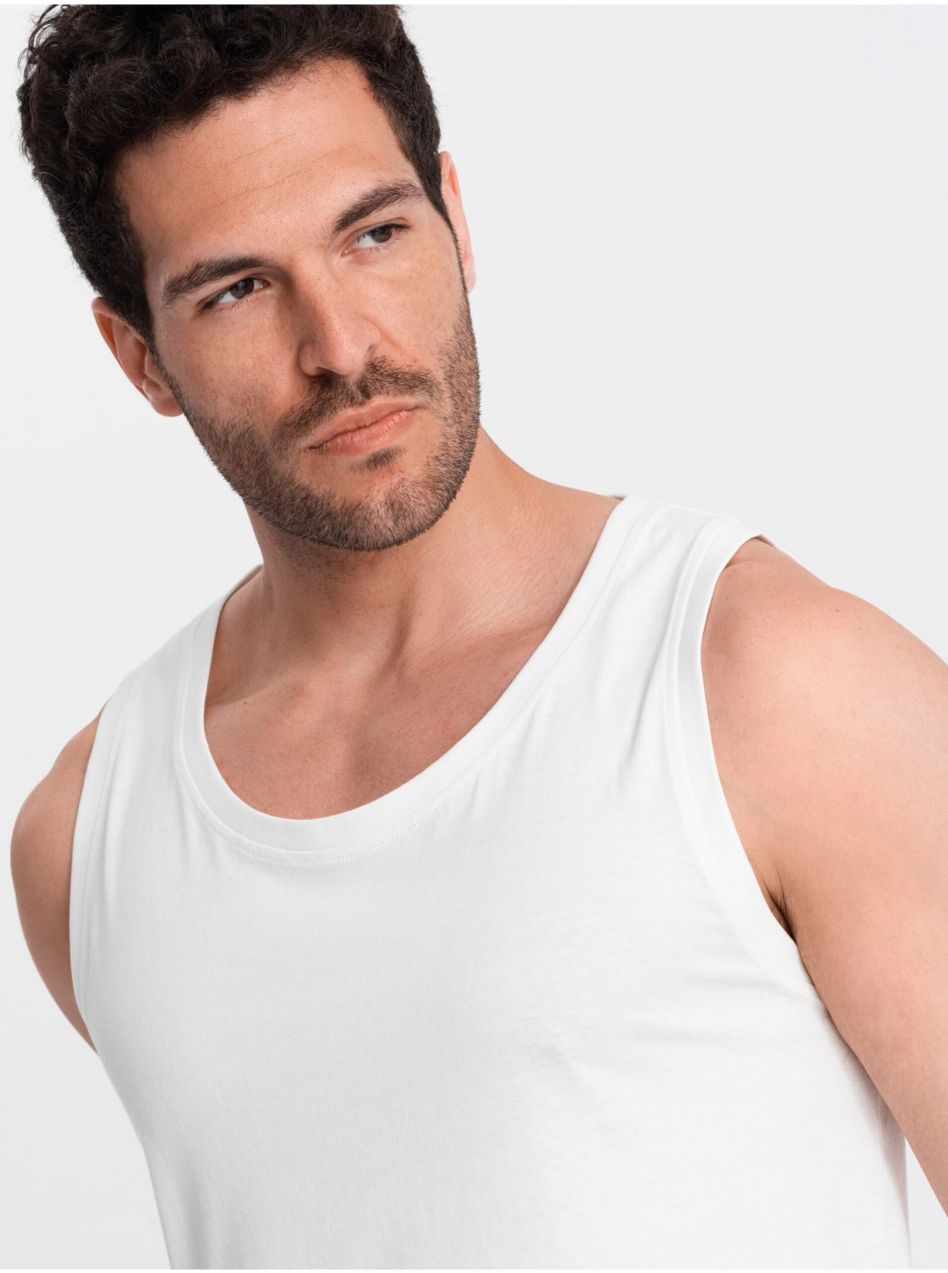 Biele pánske bavlnené basic tielko Ombre Clothing