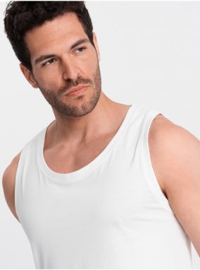 Biele pánske bavlnené basic tielko Ombre Clothing