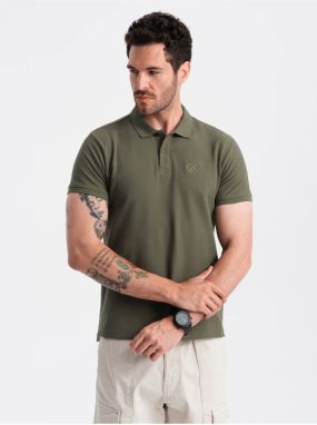 Zelené pánske basic polo tričko Ombre Clothing