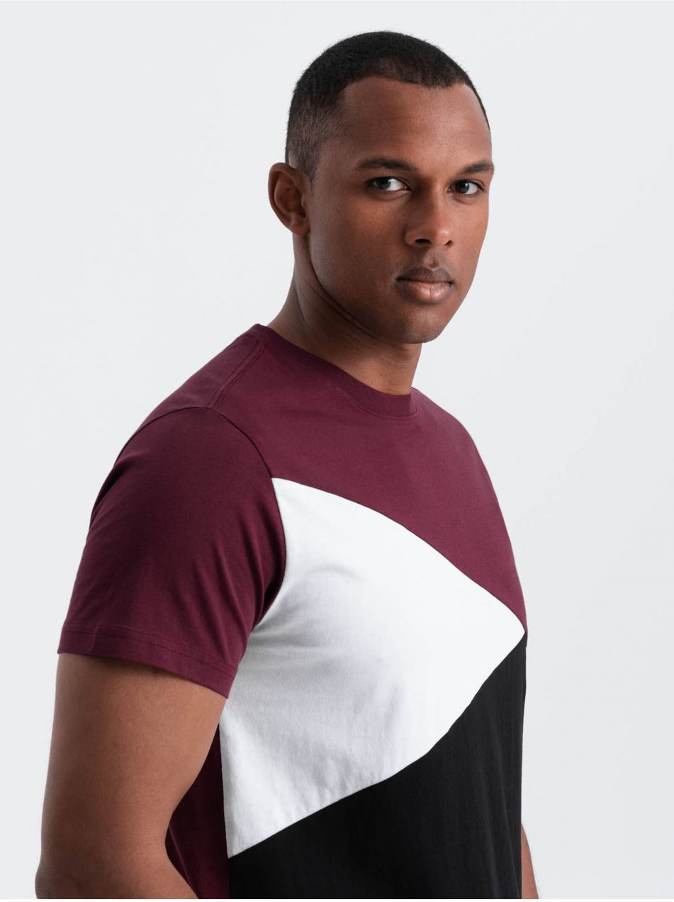 Vínové pánske bavlnené tričko Ombre Clothing