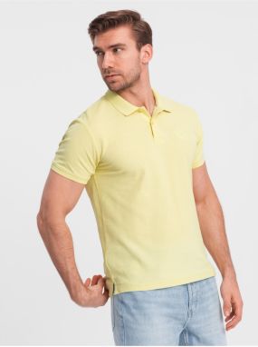 Žlté pánske basic polo tričko Ombre Clothing