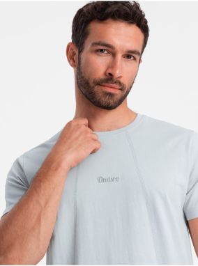Šedé pánske tričko s jemnou výšivkou Ombre Clothing