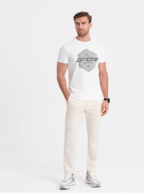 Krémové pánske tepláky Ombre Clothing