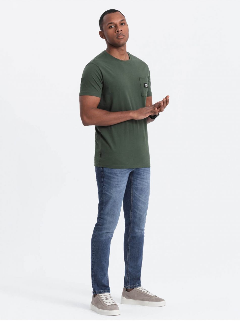 Zelené pánske tričko s vreckom Ombre Clothing