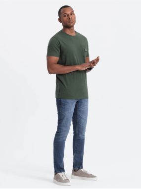 Zelené pánske tričko s vreckom Ombre Clothing