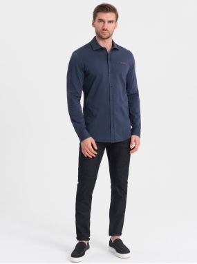 Modrá pánska džersejová košeľa Ombre Clothing