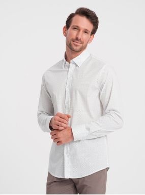 Biela pánska bavlnená košeľa Ombre Clothing