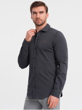 Šedá pánska džersejová košeľa Ombre Clothing