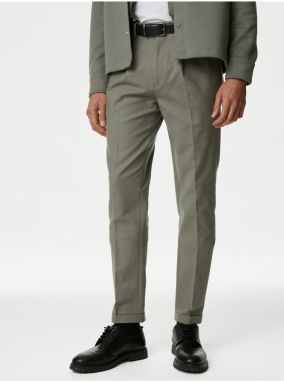 Zelené pánske strečové chino nohavice Marks & Spencer